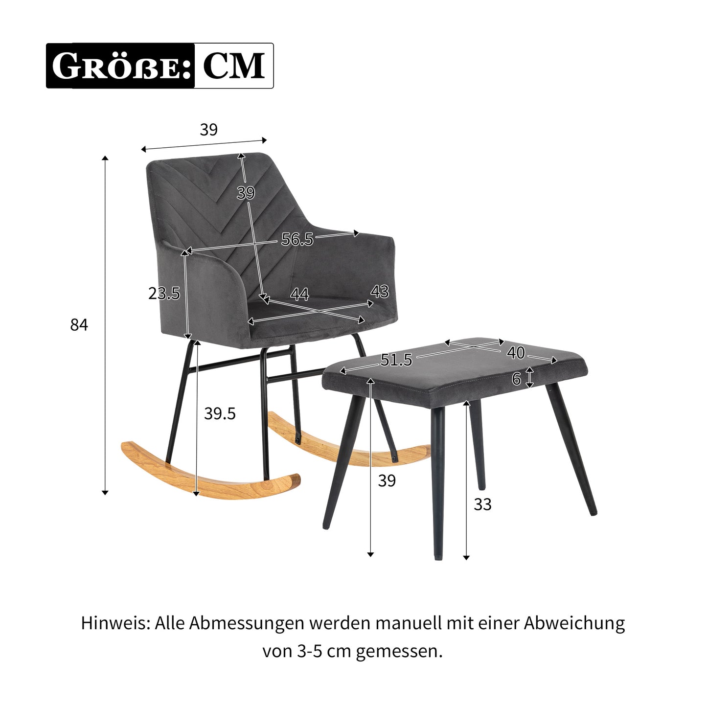 Rocking Chair with Footstool and Pedals - Leisure and Comfort