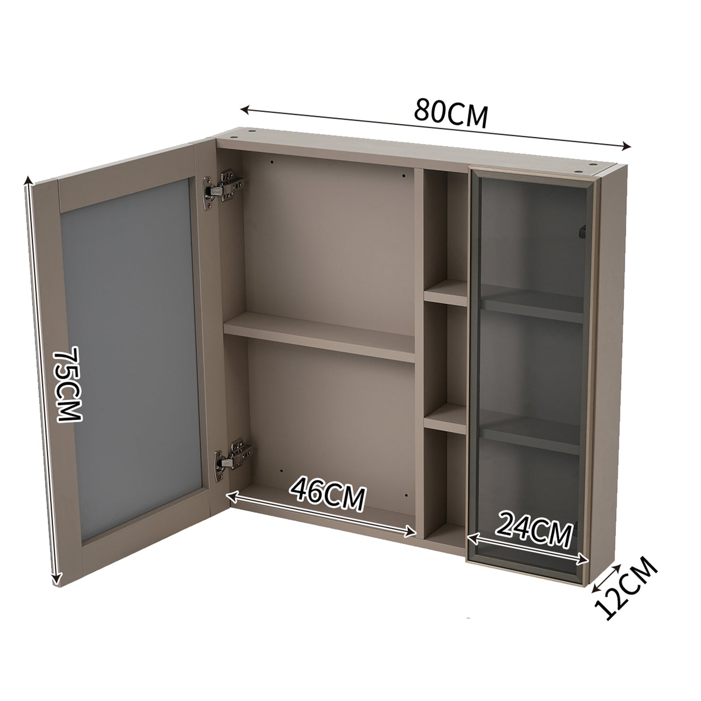 (Z)80cm Wide Mirrored Bathroom Cabinet with Shelves - Stylish Storage Solution