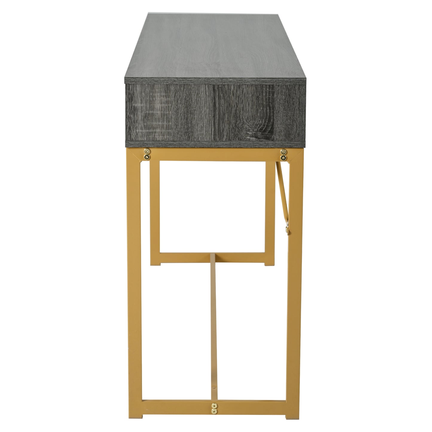 (Z)Console table Hallway Table with 1 Drawer Light Luxury Style Side Table Sofa Table 120x38x76 cm Grey/Gold