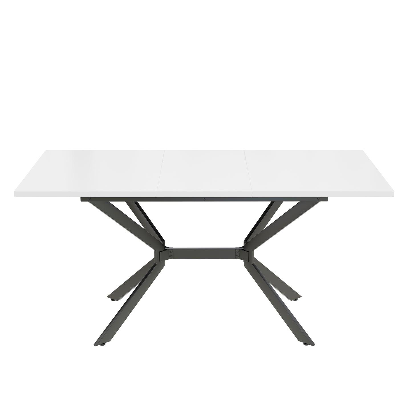 Stylish White Extendable Dining Table with Black Legs