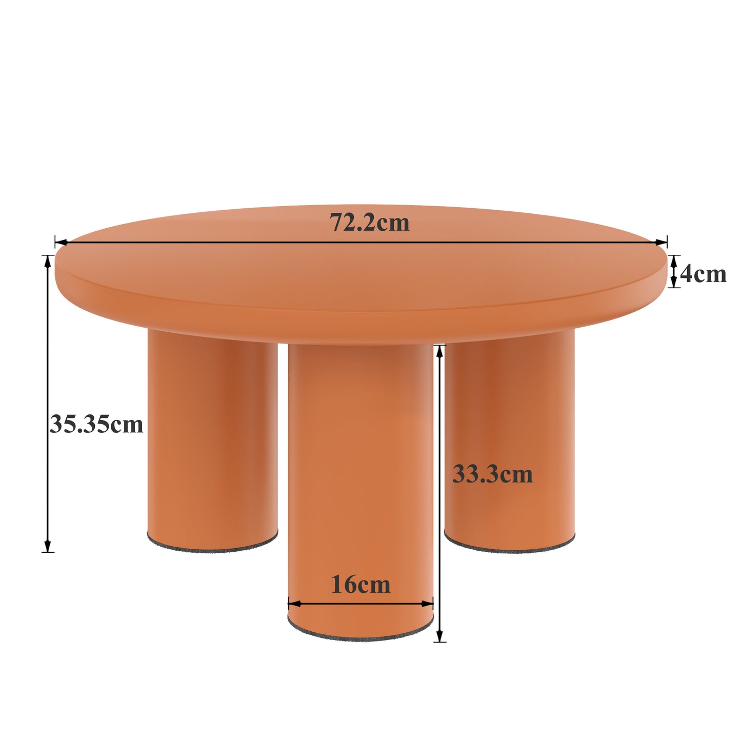 Stylish Round Coffee Table Set-White,Orange with Cream Accents