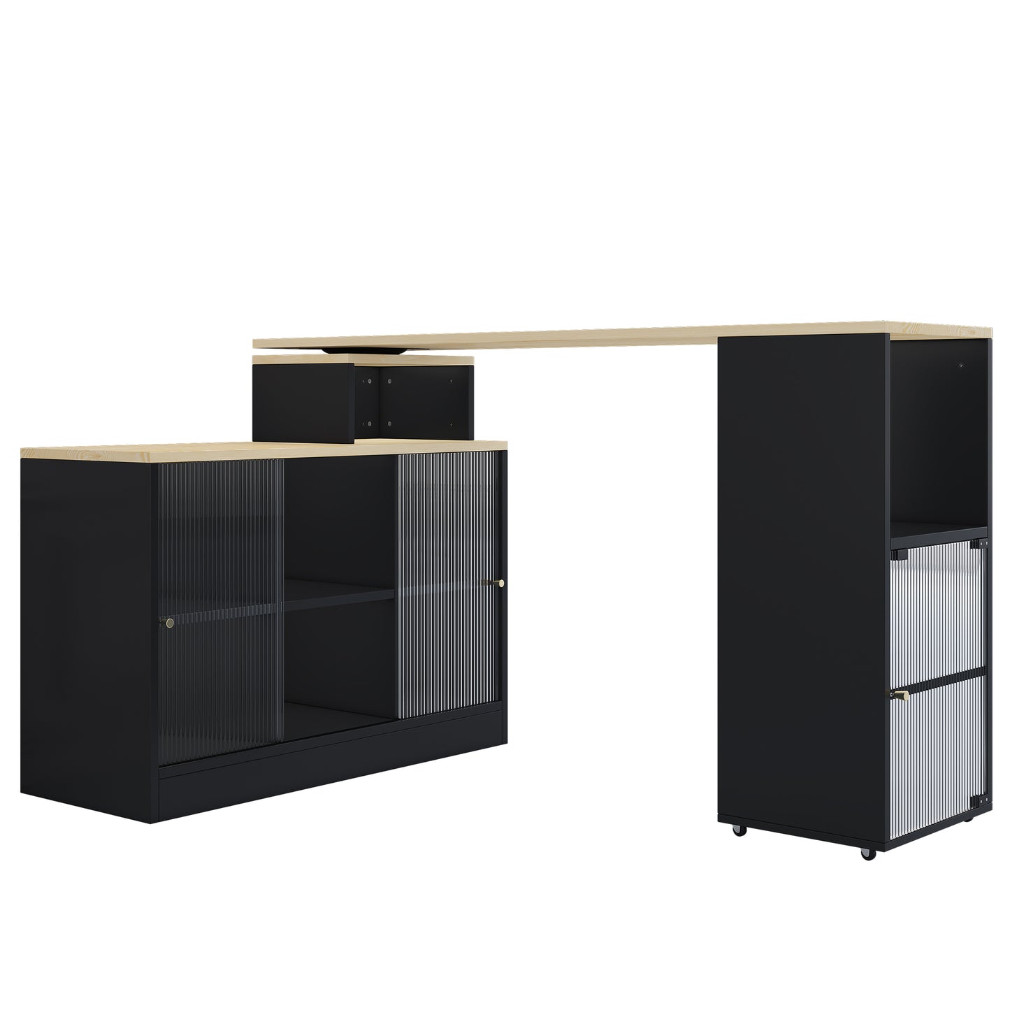 Modern Mobile Bar Table with Storage - Black