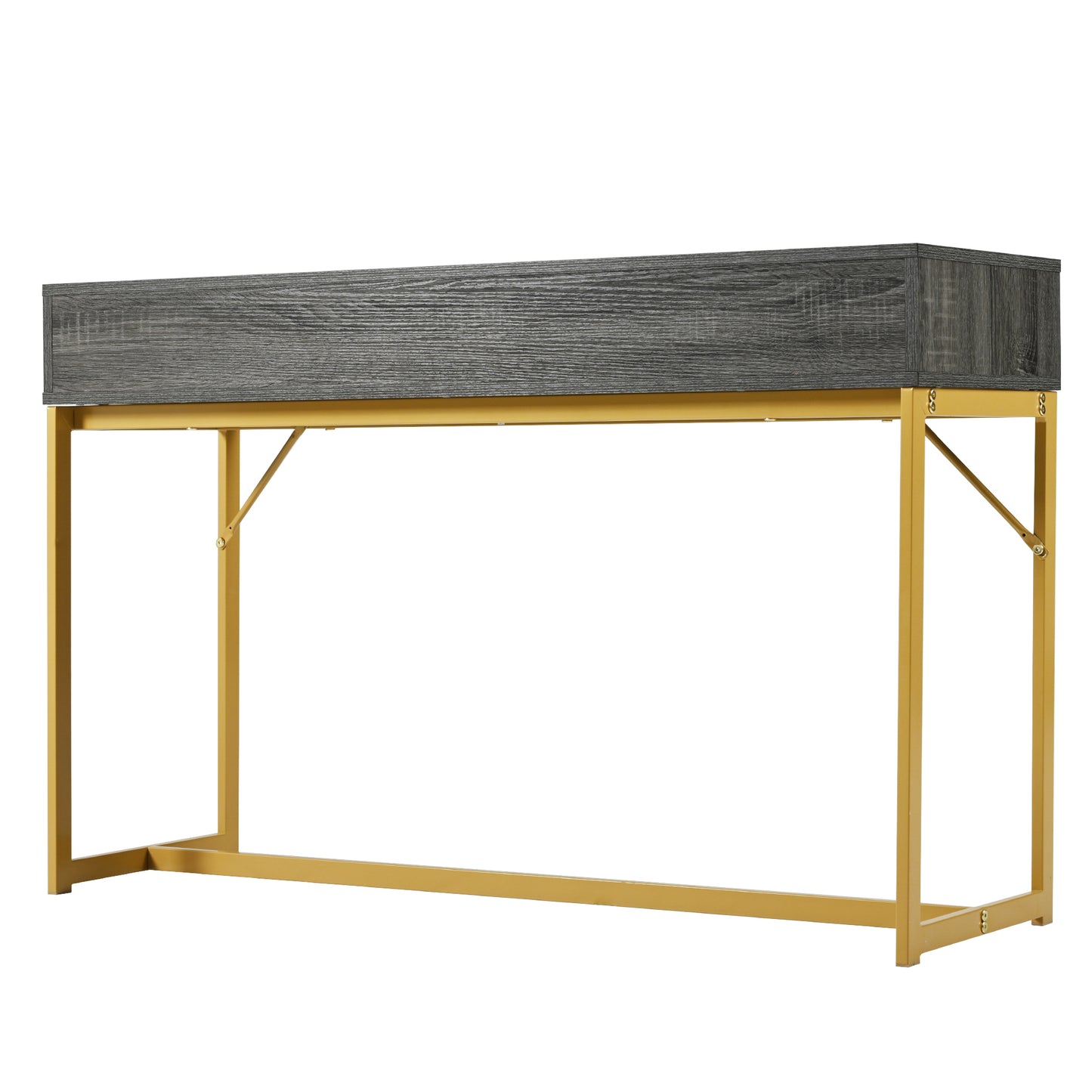 (Z)Console table Hallway Table with 1 Drawer Light Luxury Style Side Table Sofa Table 120x38x76 cm Grey/Gold