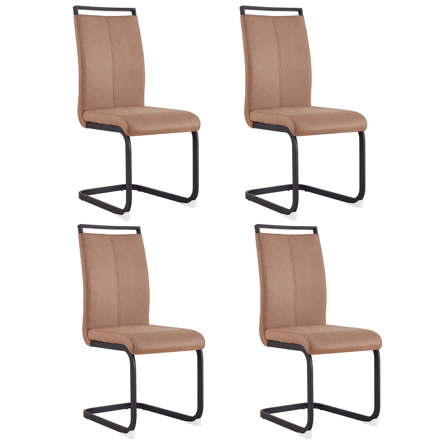 Contemporary 4-Piece Dining Chairs,Elegant Design, Water-Resistant, High-Back with Technofabric, Brown