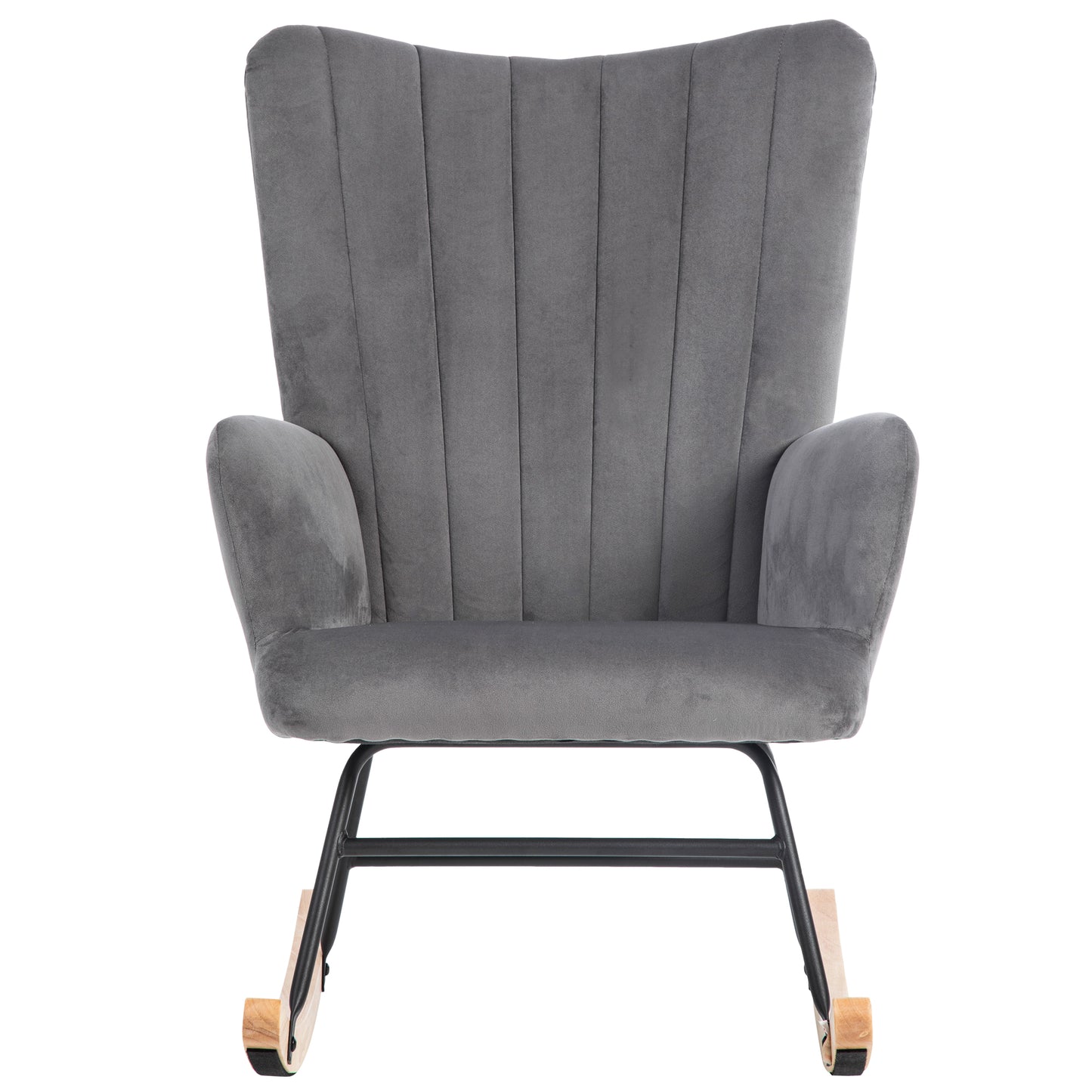 Ergonomic Grey Rocking Chair with Footstool - 97 cm High, 48 cm Seat