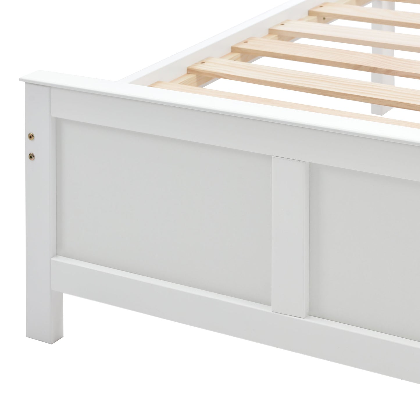 White Wooden Single Bed with Storage Drawers - Pinewood Frame-90x200cm