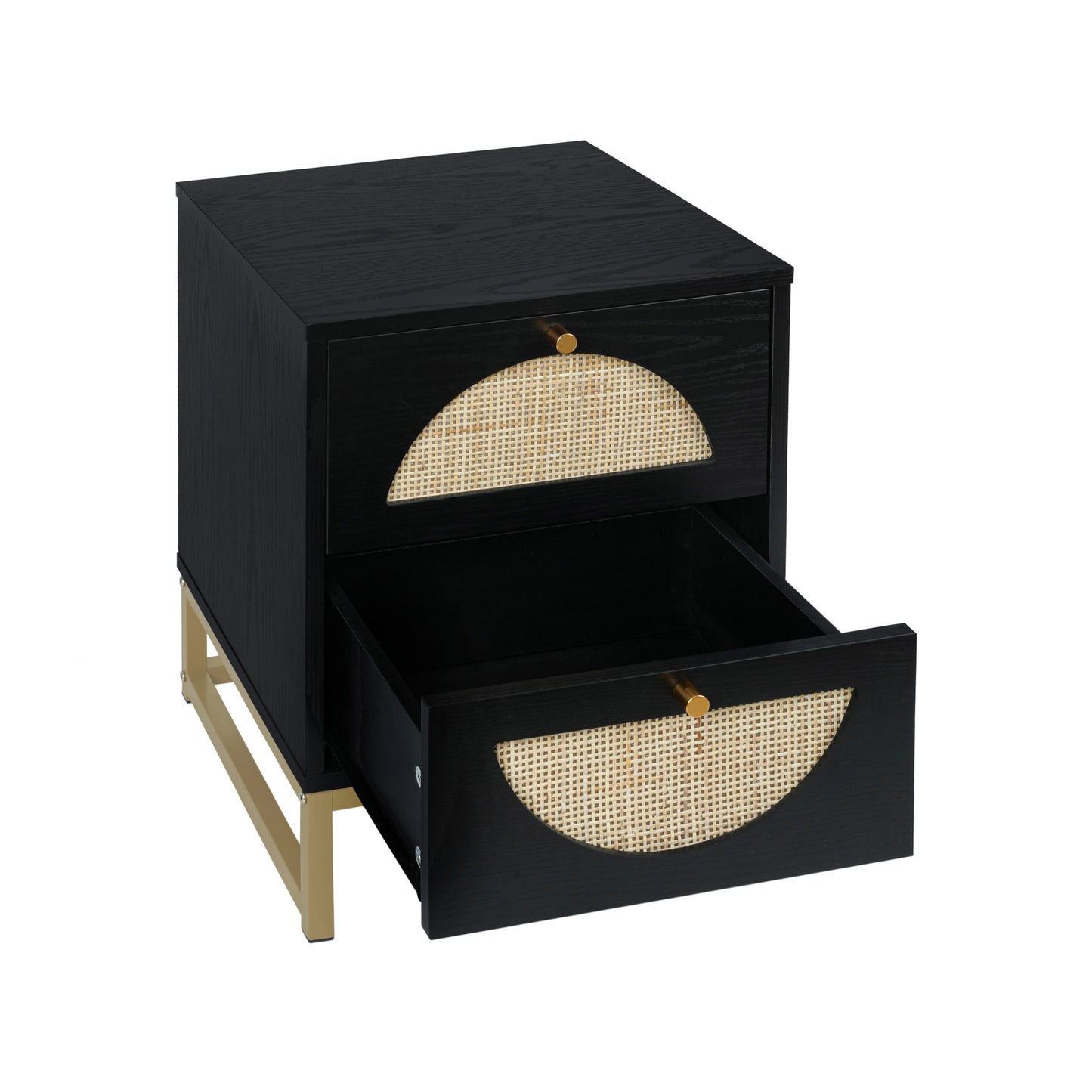 Stylish Bedside Table-Two Drawers, Semi-Circular Symmetry, Customizable Design