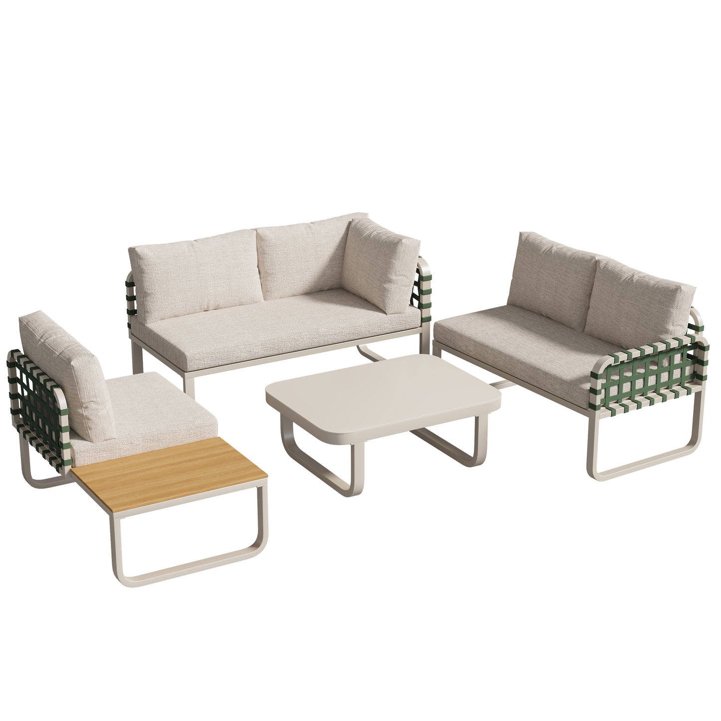Garden lounge set, modern outdoor sofa set (includes all seat and back cushions), balcony set, garden and terrace, apricot