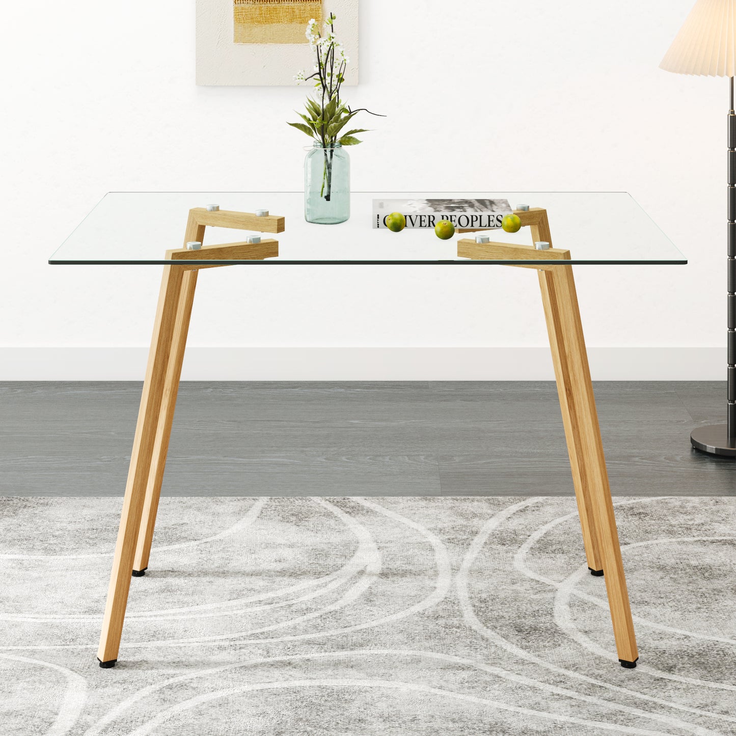 Modern Tempered Glass Dining Table for 4-6 People