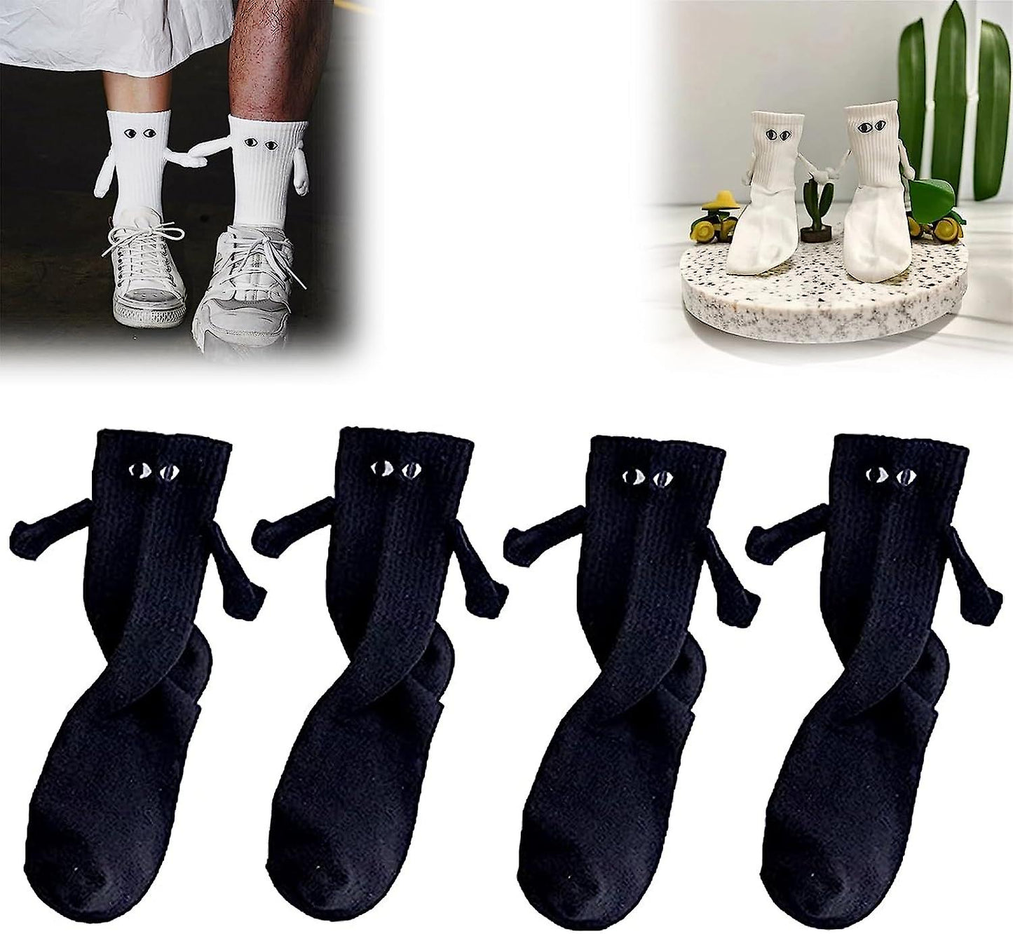 (Y)4pairs Magnetic Hand Holding Socks New, Hand In Hand Socks, Couple Holding Hands-socks