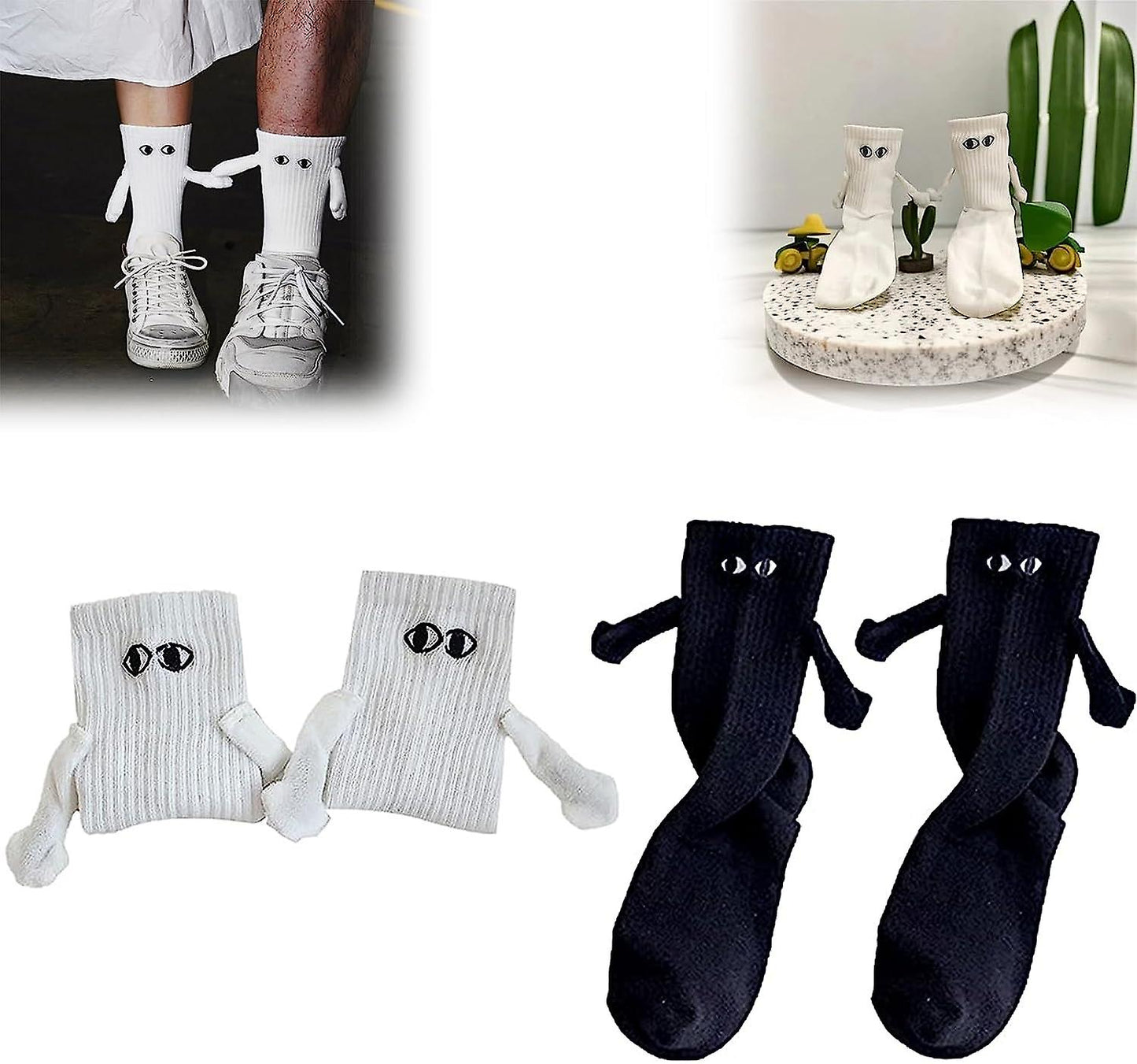 (Y)4pairs Magnetic Hand Holding Socks New, Hand In Hand Socks, Couple Holding Hands-socks