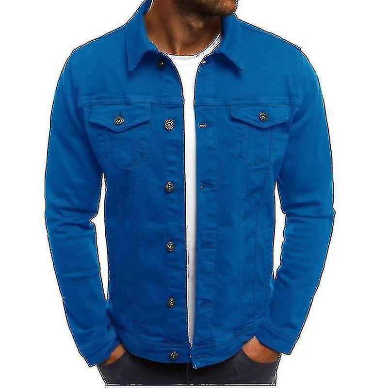 (Y)Mens Denim Jeans Jacket Short Slim Fit